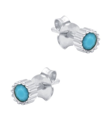 Round Turquoise Silver Stud Earring STS-6215